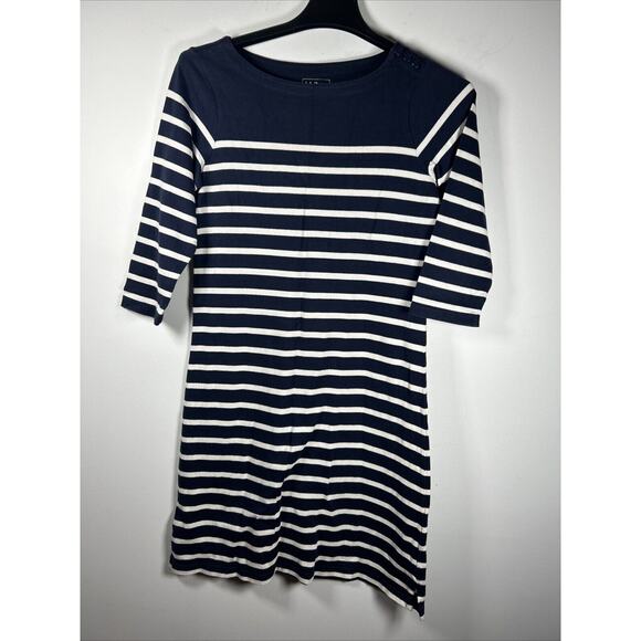 L.L. Bean Dresses & Skirts - L L Bean Size Medium SAILOR Navy Blue & White Dress Stripe Knee Length
